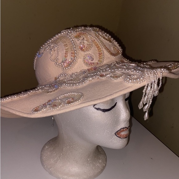 Gorgeous Pearl Embellished Ivory Church/Dress/Bridal Hat main image 7